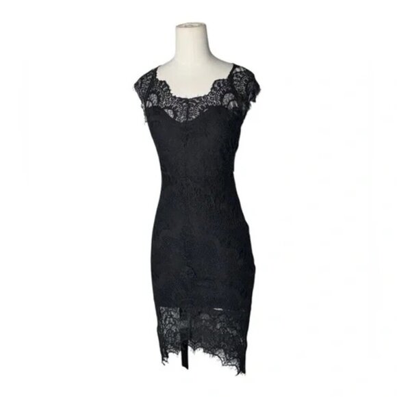 Free People Dresses & Skirts - Intimately Free People Black Peekaboo Lace Slip Dress Scallop Hem